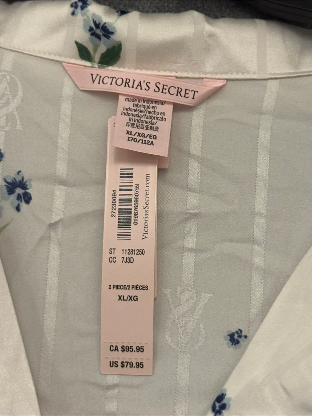 Victoria’s Secret Women’s Short Sleeve Pajama Set - White Floral